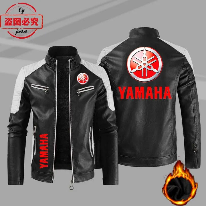 European Size Yamaha Motorcycle Logo Printed Riding Suit PU Leather Jacket Autumn/winter Men's Jacket Racing Suit Workwear