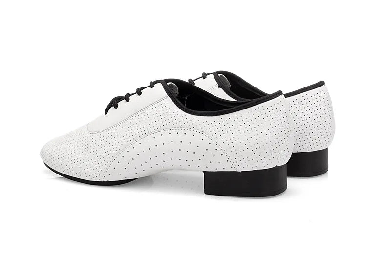 Men Latin Dance Shoes Breathable Ballroom Bright Leather Shoes Modern Dance Shoes Square Sneakers Tango Dancing Shoes