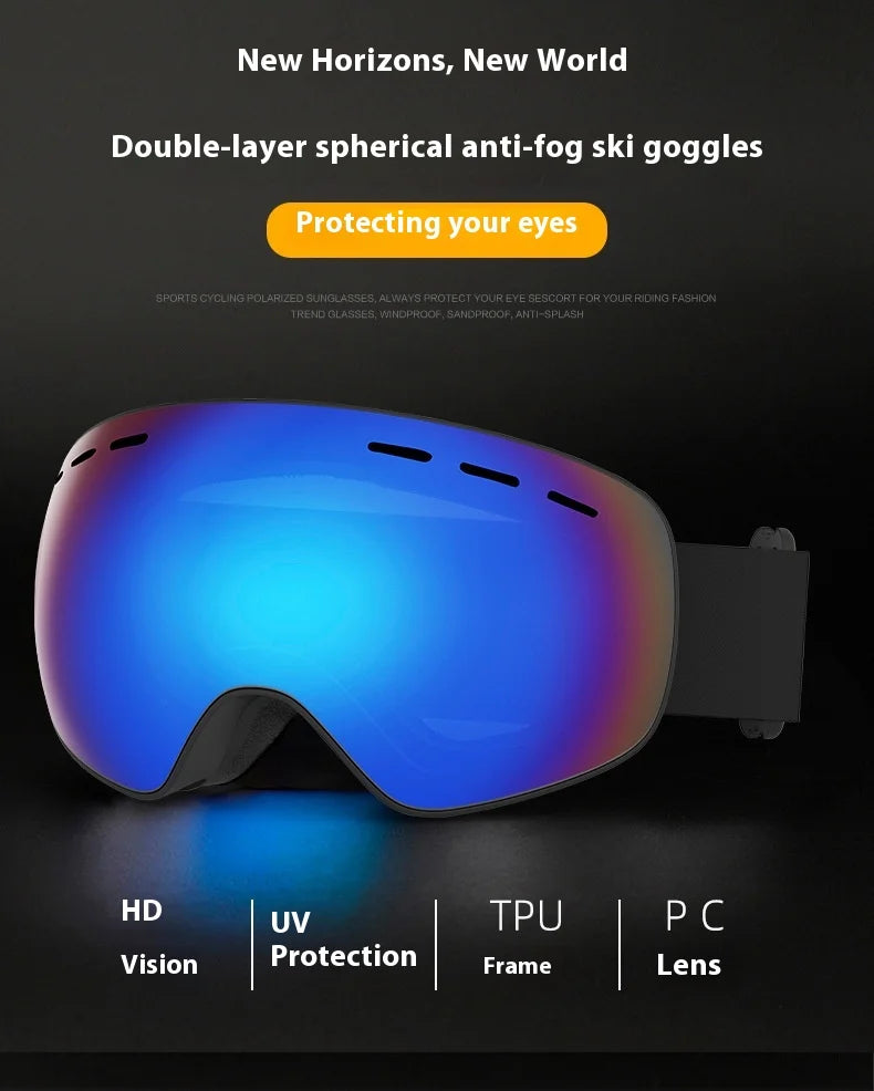 JSJM New Ski Goggles Men Women Double Layers Anti-Fog Big Ski  UV400 Glasses Protection Skiing Winter Snow Snowboard Goggles