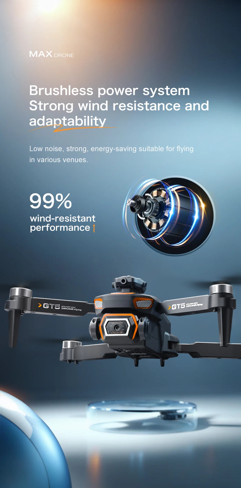 GT5 Brushless Drone with Dual Lens & Obstacle Avoidance - GPS/APP Path Drawing, 2.4" Screen Remote Flight for Aerial Photography
