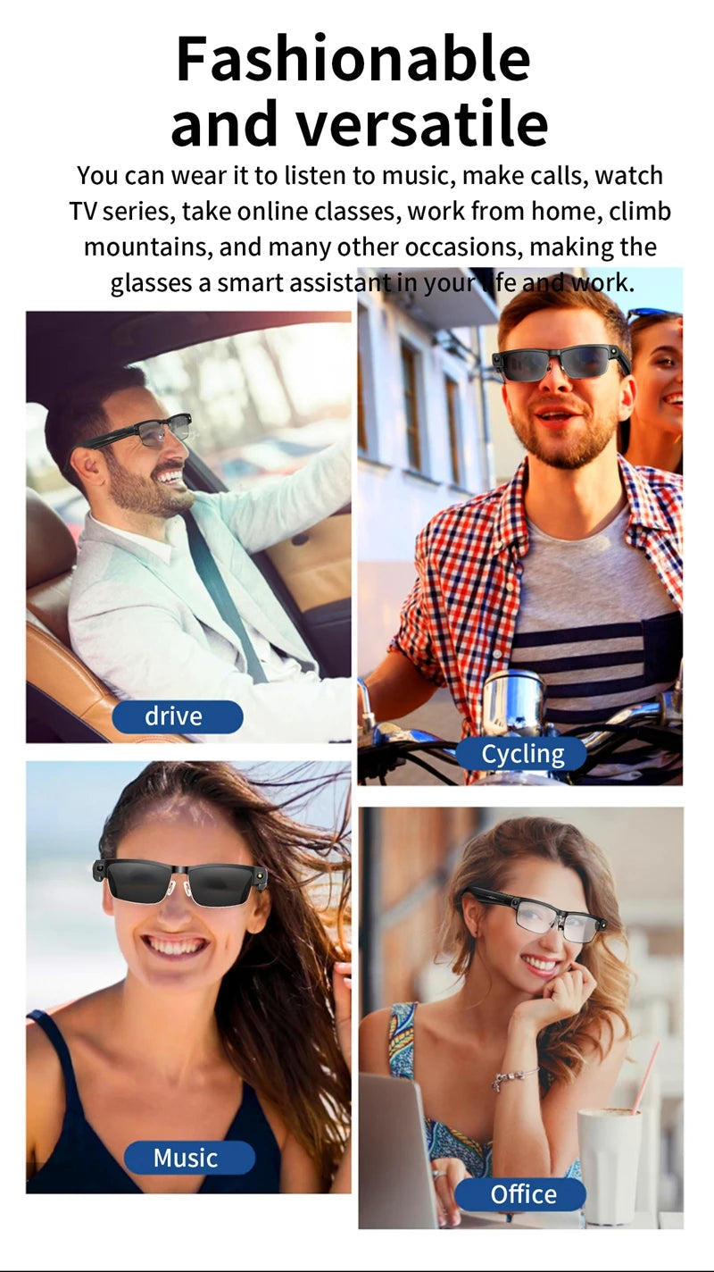 Lenovo HD AI Smart Glasses Photochromic Chat GPT Camera Bluetooth Call Voice Assistant Music Player Translation Semi-Rimless