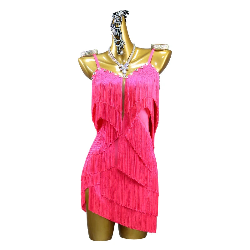 2026 Latin Dance Dresses Woman Clothes Sexy Practice Wear Suit Sport Costume Dancewear Stage Prom Girls Fringed Party Sexy Skirt