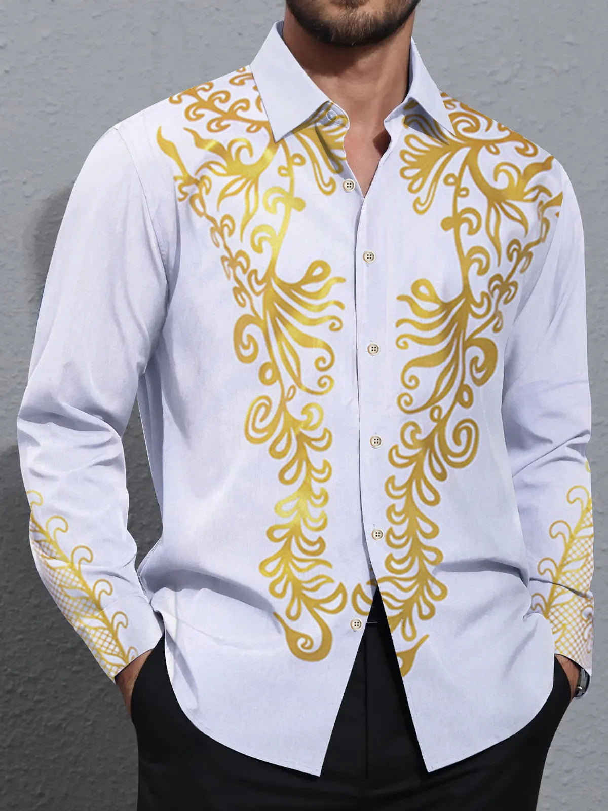 Men's shirts, button down shirts, casual shirts, spring and summer, printed long sleeves Tops fashion comfortable Men Clothing