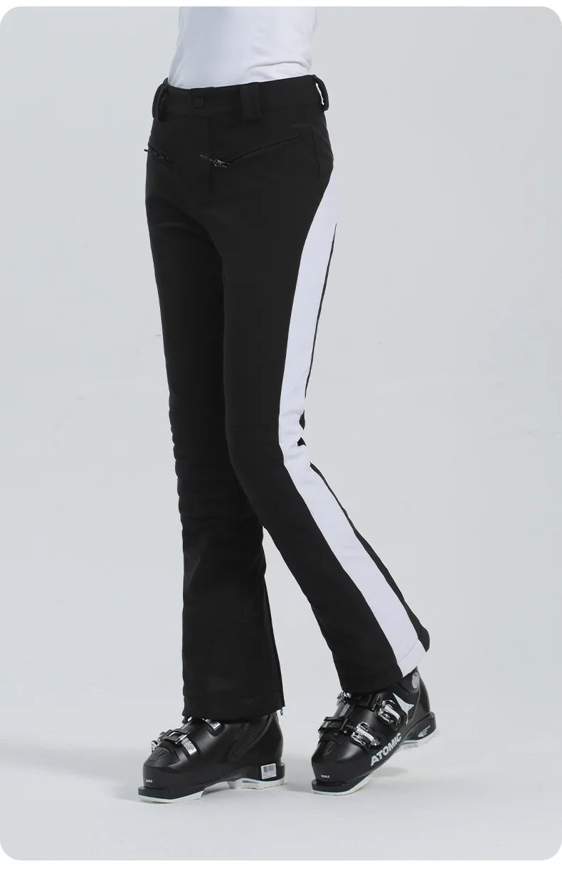 Winter ski pants women double board winter outdoor warm windproof waterproof elastic snow pants women