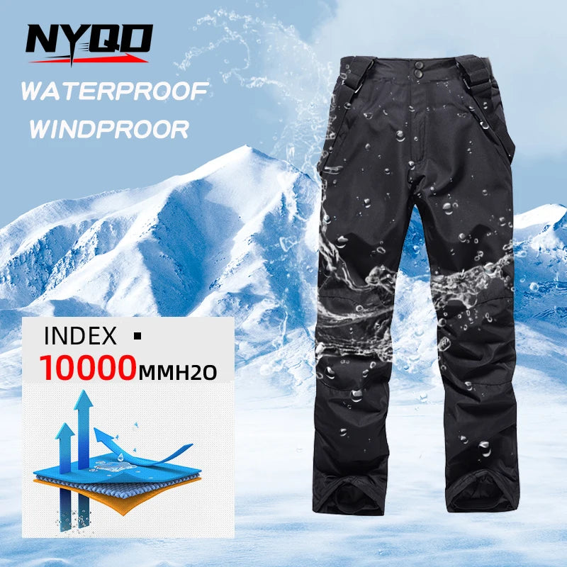 New Thermal Winter Skiing Down Jacket Ski Suit Men Snowboard Bibs Pants Warm Set Male Snowmobile Clothing for Wear Overalls