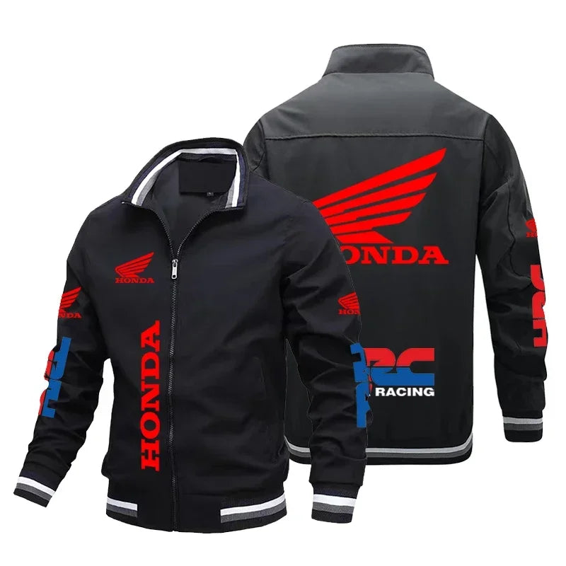 45472 New Honda Motorcycle Men's Jacket Honda Print Bomber Jacket Casual Trendy Baseball Uniform Men's Women's Motorcycle Jacket