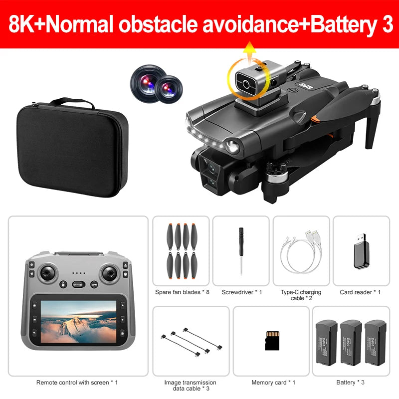 Original V198MAX GPS Drone 8K Professional Camera Aerial FPV Brush Laser Obstacle with Large Screen Remote Control Folding Dron
