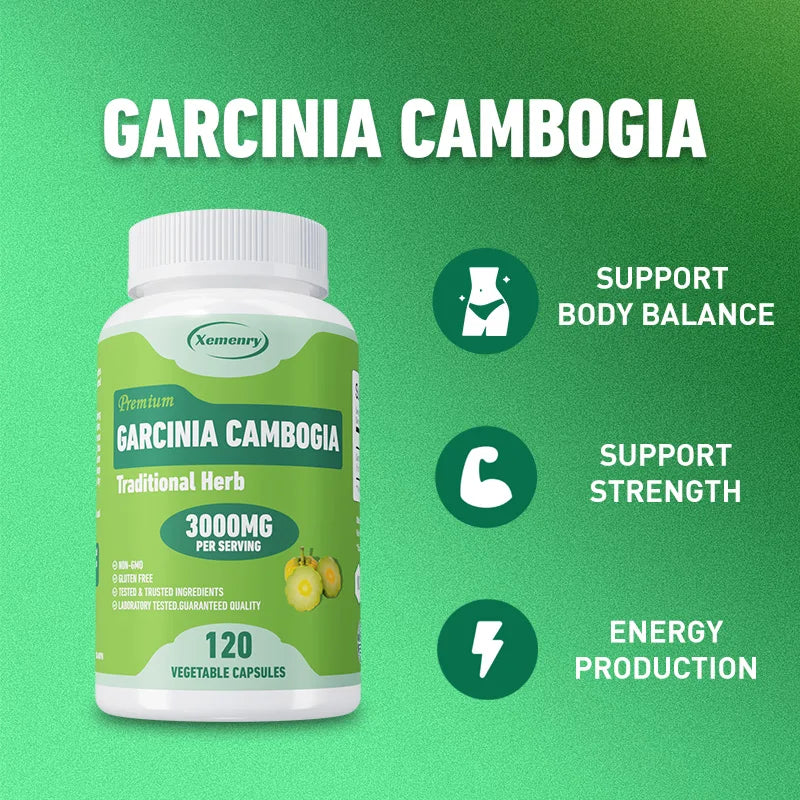 Garcinia Cambogia Capsules - Fat Burning & Cellulite Burner Detox, Weight Management, Metabolism Boost
