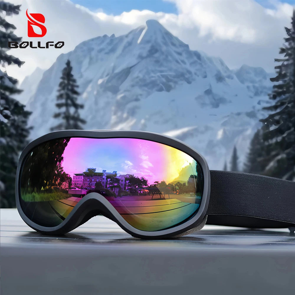 BOLLFO Snowboard Goggles Dual Lens Anti-Fog UV400 Ski Goggles for Men Women TPU OTG Skiing Snowmobile Glasses for Adult Youth