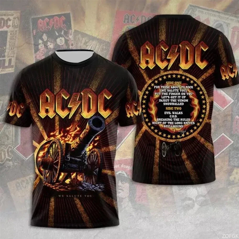 Men's Rock Band T-shirt Summer Trend Street Round Neck Short Sleeved Tops Loose Unisex Clothing