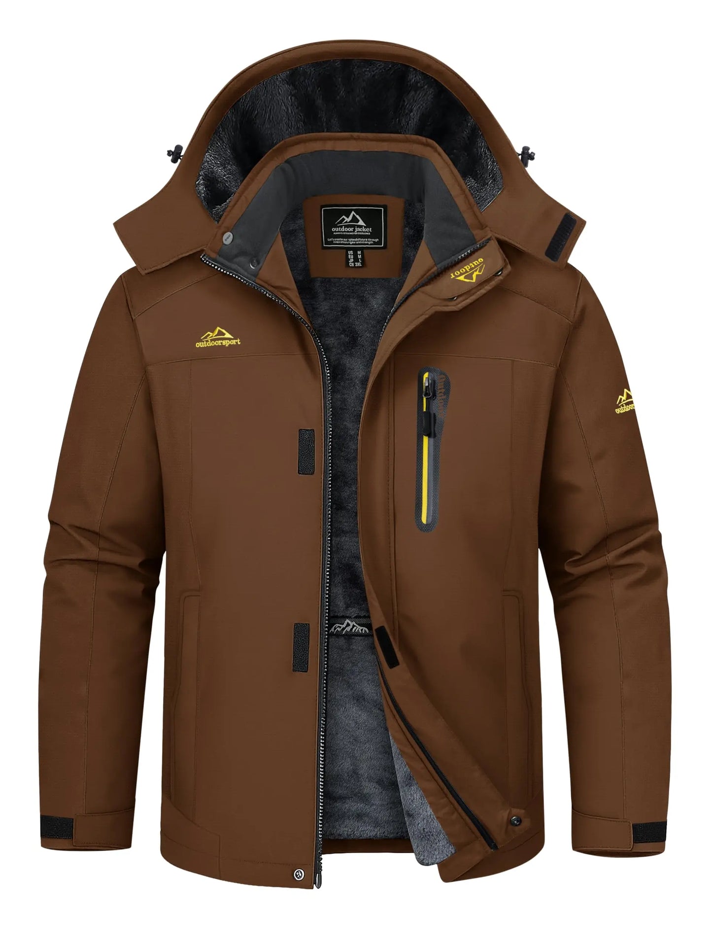 TACVASEN Winter Fleece Lining Jackets Waterproof Mens Ski Snowboard Parka Windproof Removable Hoodie Coats Casual Windbreaker