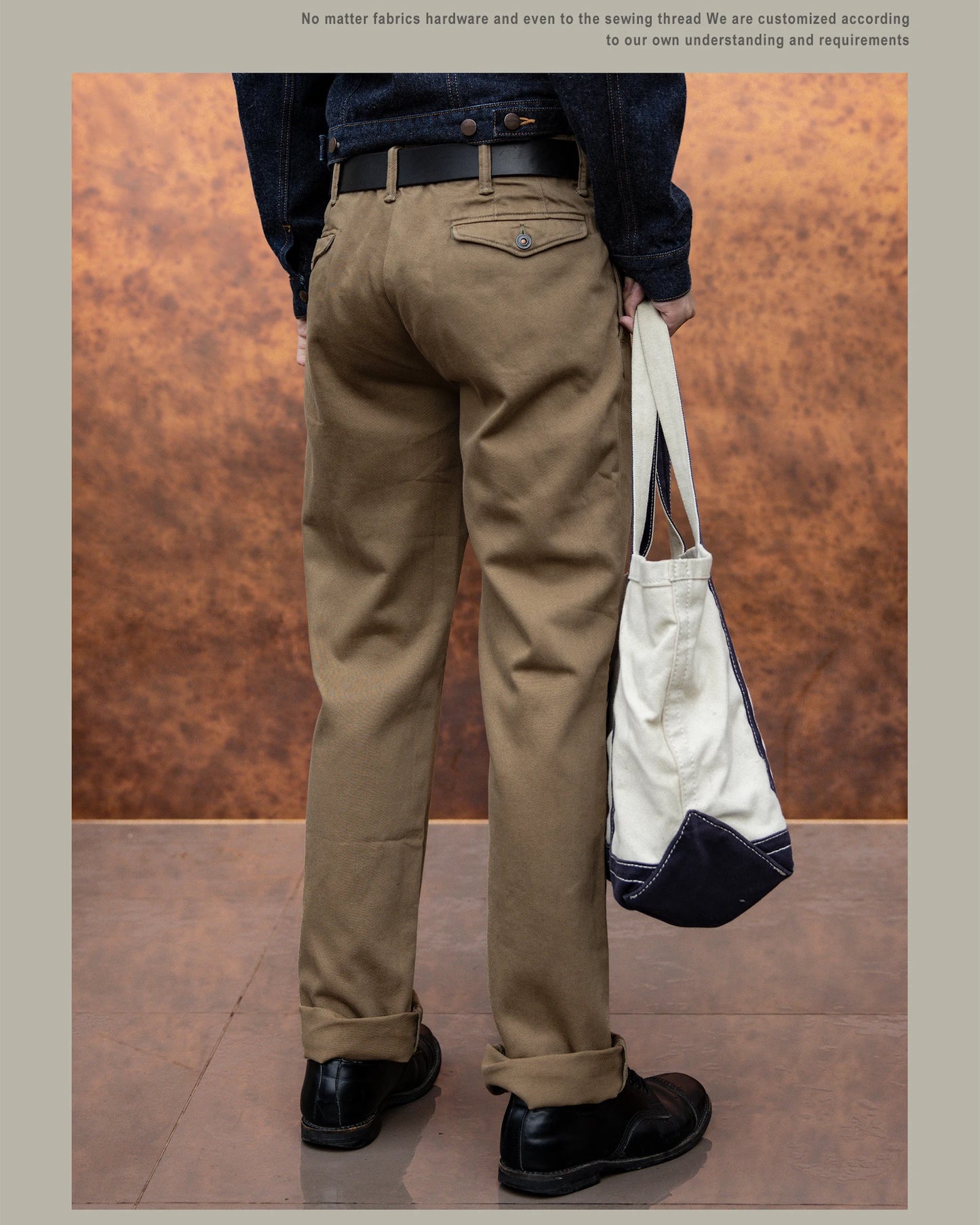 Red Tornado Garmen-Dyed Officer Chino Pants Straight Fit American Casual Style Men's Everyday Trousers