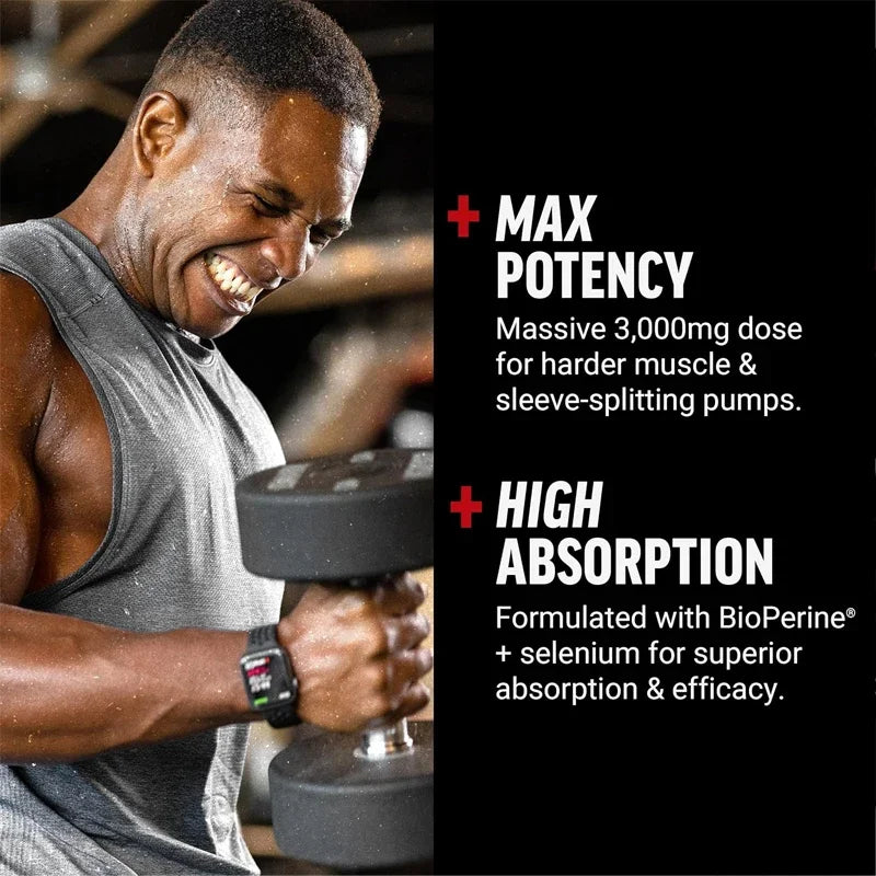 L-Arginine 3000MG - Helps Strengthen Muscles, Promote Blood Flow and Nutrient Delivery, and Improve Athletic Performance