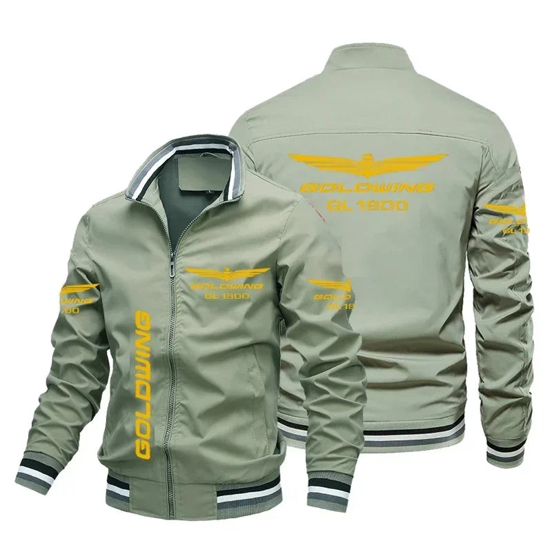 Honda Motorcycle Gold Wing GL1800 Print Jacket Biker Racing Team Custom Bomber Jacket Oversized Windbreaker Honda Men Clothing