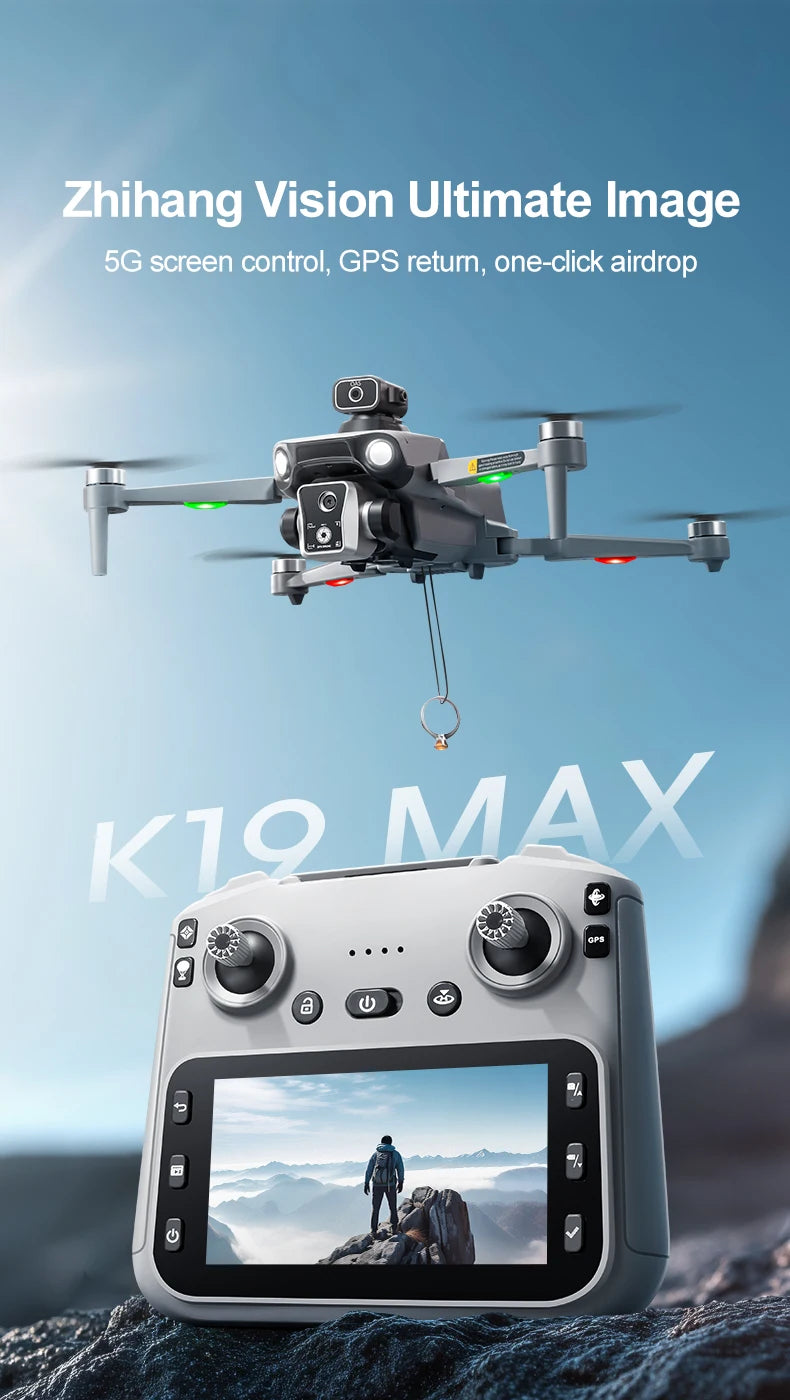 2025 K19 MAX Drone GPS Return With Screen Aerial Photography Aircraft Brushless Airdrop Remote Control Aircraft Quadcopter Toy