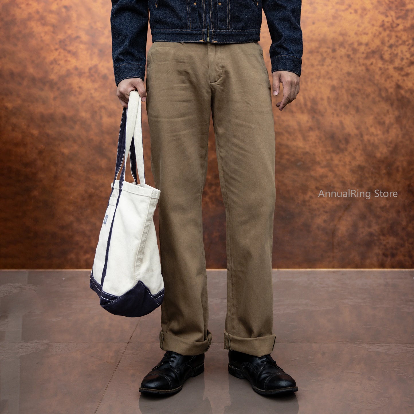 Red Tornado Garmen-Dyed Officer Chino Pants Straight Fit American Casual Style Men's Everyday Trousers