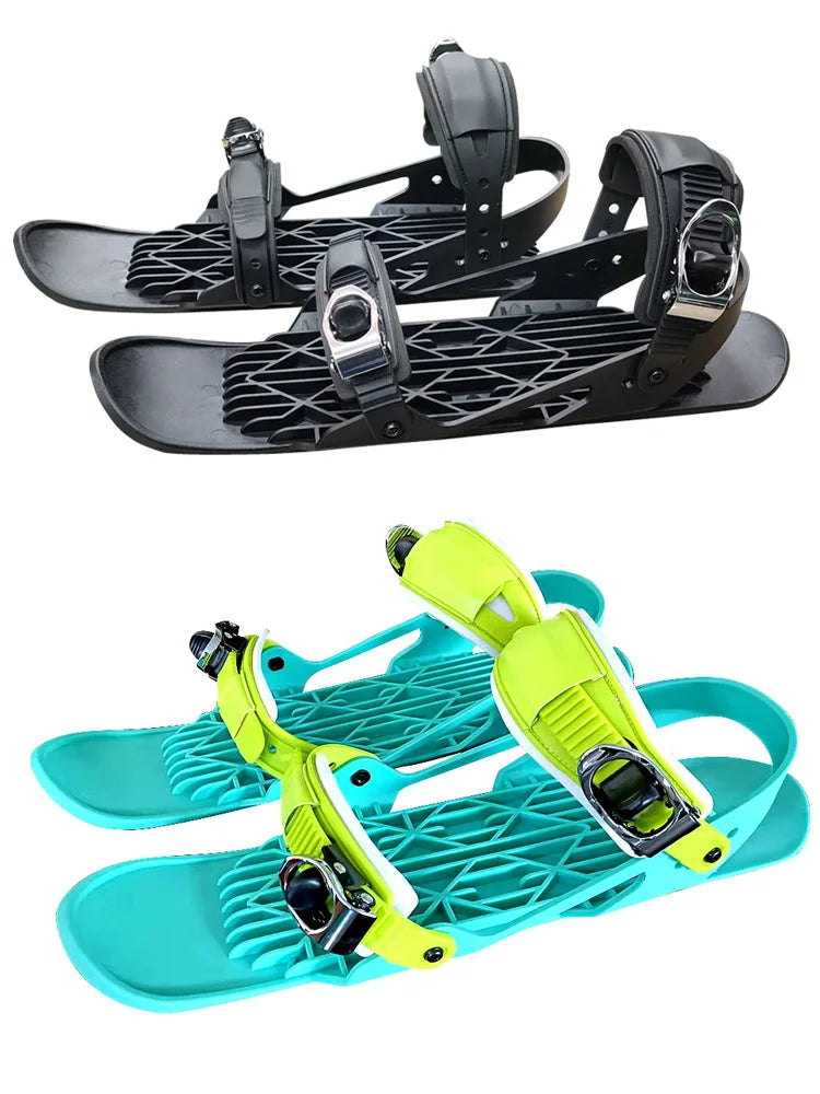 1 Pair Snow Skates for Adults, Mini Short Skiboard Snowblades with Adjustable Bindings, Portable Snow Skiing Boarding Shoes Men