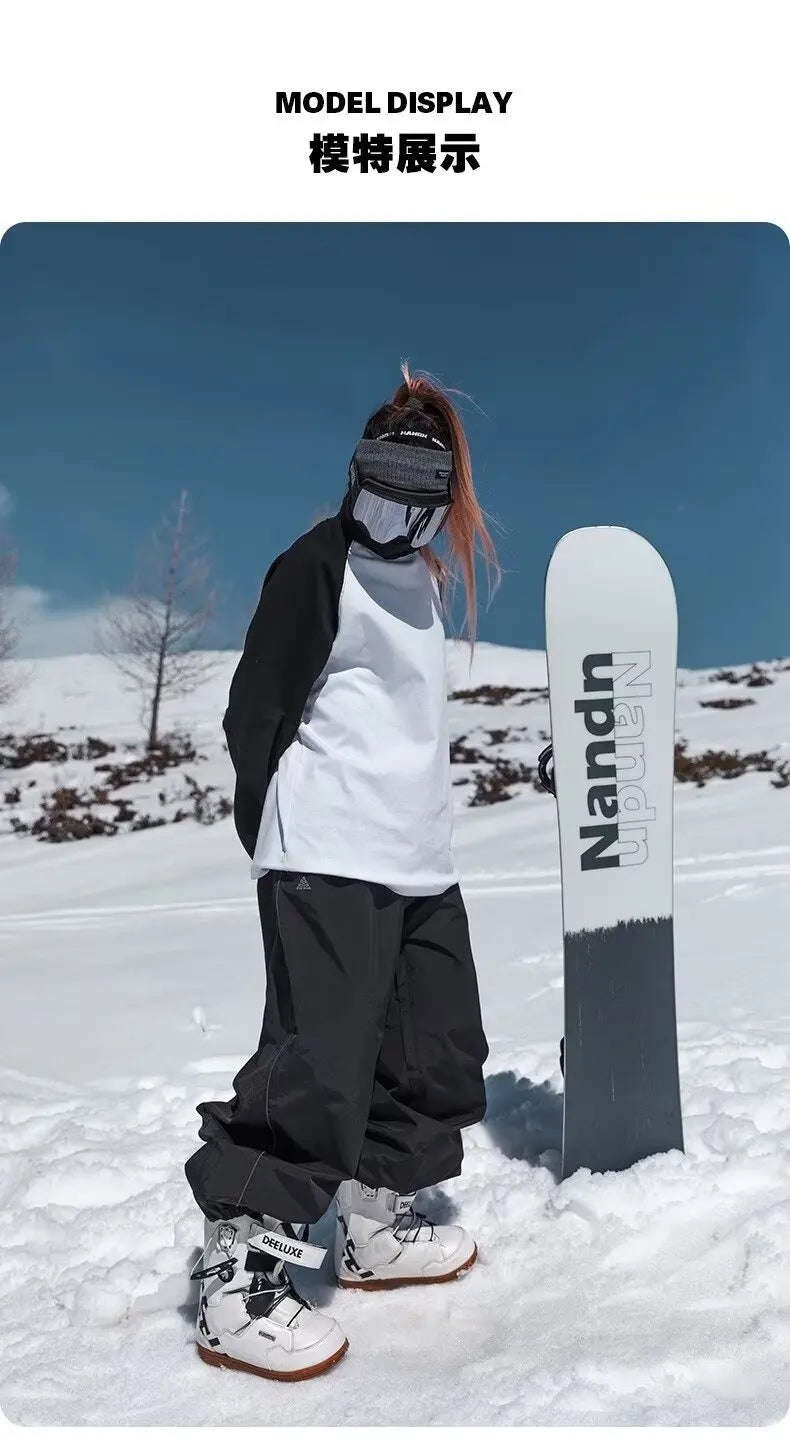 Ski Pants Men's Women's Single Board Waterproof Loose Fit Wear Resistant Professional Double Board Ski Pants