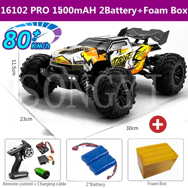 4WD 1:16 80KM/H Super Brushless 50KM/H Brushed RC Car 4x4 Off Road Remote Control High Speed Drift Racing Truck Toy Kids Adults