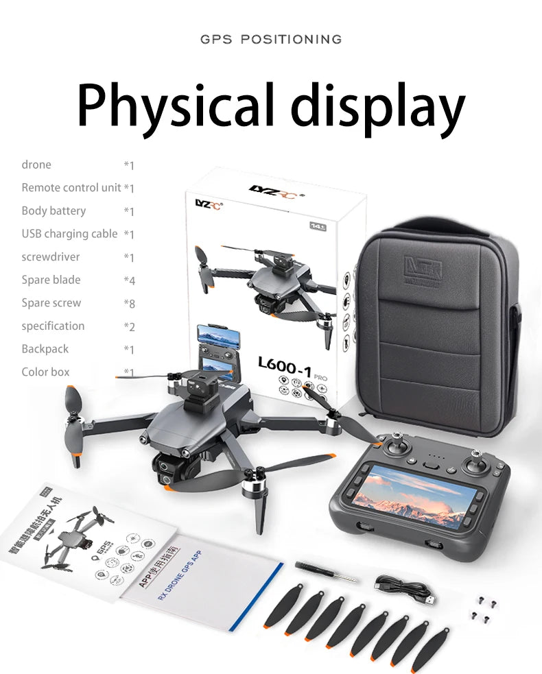 L600-1/L600 PRO MAX Remote control drone with screen Dual camera 4K Professional dron with camera GPS FPV quadcopter 3KM flight