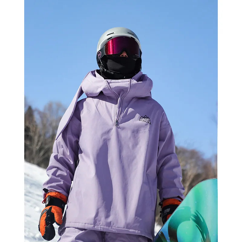 New Trendy Windproof And Warm Rabbit Ear Snow Clothes Men's And Women's Velvet Ski Clothes Set Couple Snow Clothes