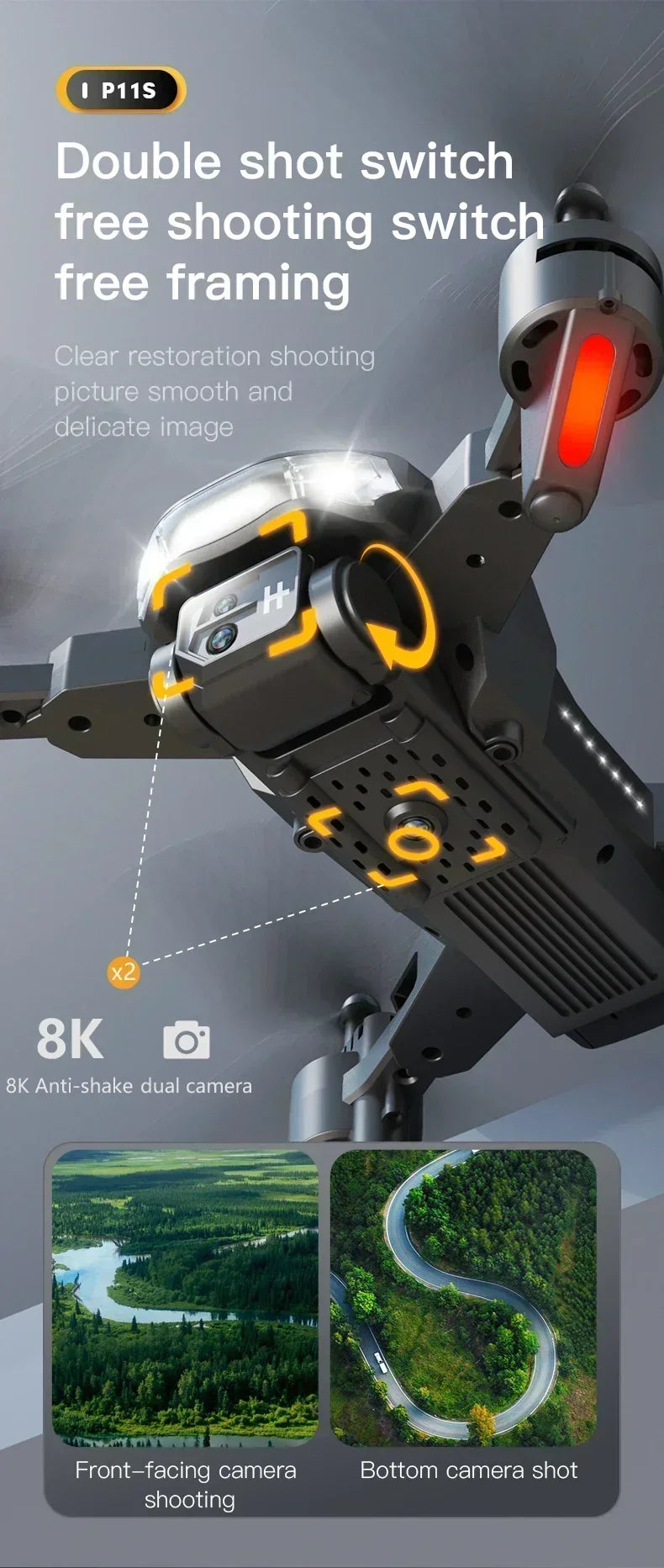 New P11 Max GPS Drone 8K HD 5G Professional Aerial Photography Dual Camera Obstacle Avoidanc Brushless Quadrotor 20000M 2026