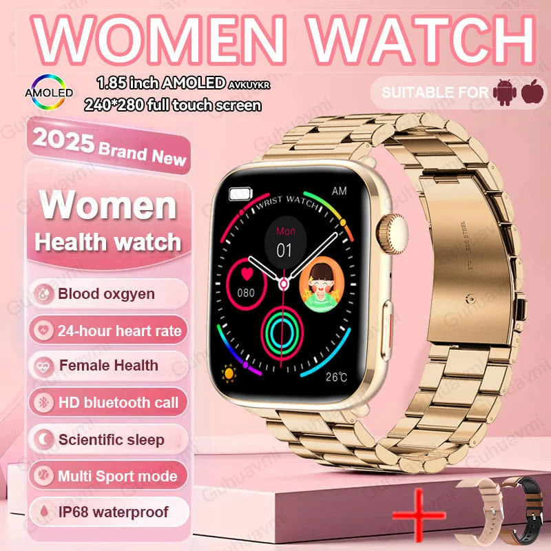 2025 New Women Men AI Smart Diagnosis Watch HRV+PPG Blood Pressure Heart Rate Health Monitor IP68 NFC Fashion Sports Smartwatchs
