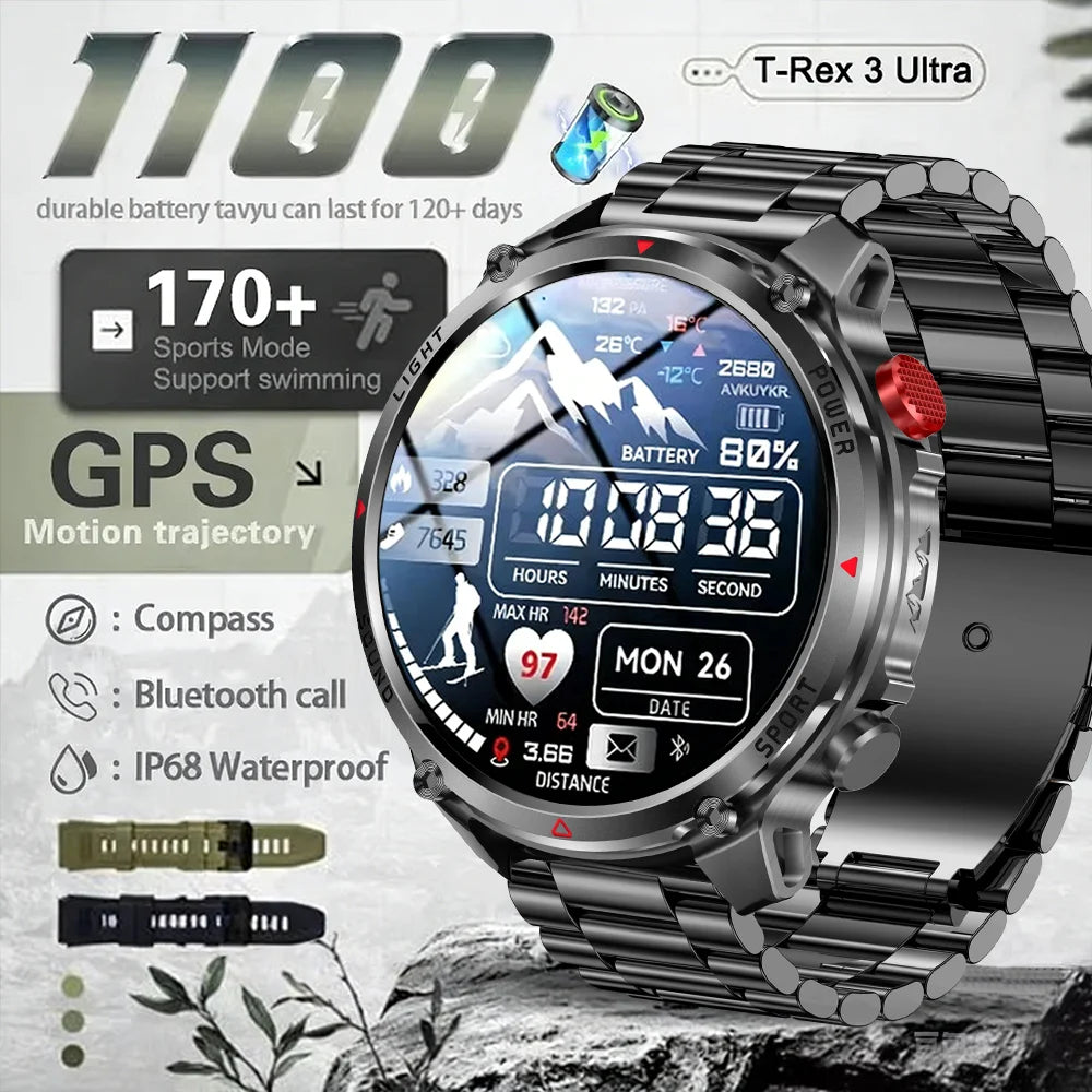 New T-Rex3 Ultra 1100mAh Battery Smart Watch GPS Track Compass IP69K Waterproof Sports tracker Outdoors Military Smartwatches