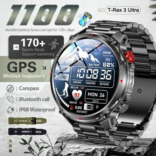 New T-Rex3 Ultra 1100mAh Battery Smart Watch GPS Track Compass IP69K Waterproof Sports tracker Outdoors Military Smartwatches