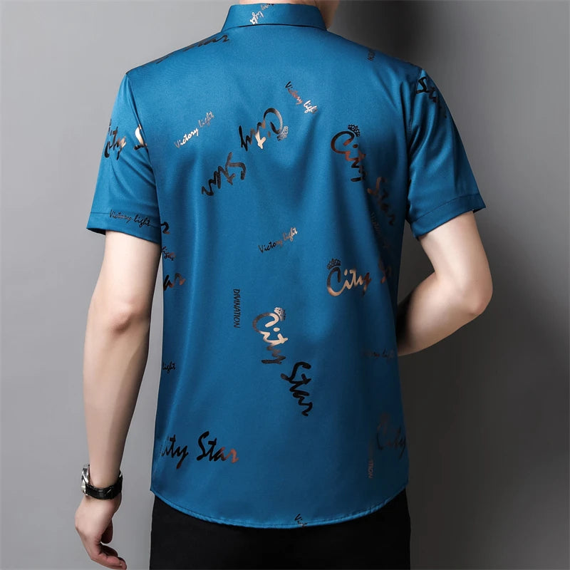Men's Business Casual Short Sleeve Shirt New No Iron Wrinkle Resistant Top Easy Care Comfortable Fit for Office And Work