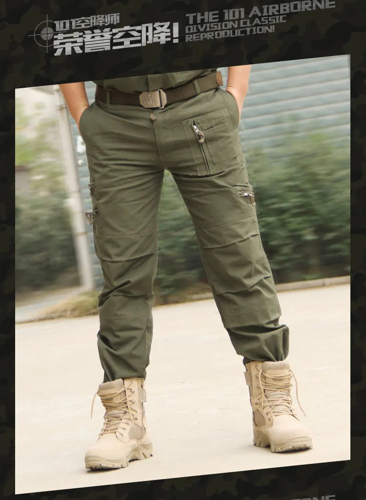 Men's Cargo Pants Outdoors Style Tactical Pants Male Camo Jogger Plus Size Cotton Many Pocket Men Camouflage Black Trousers