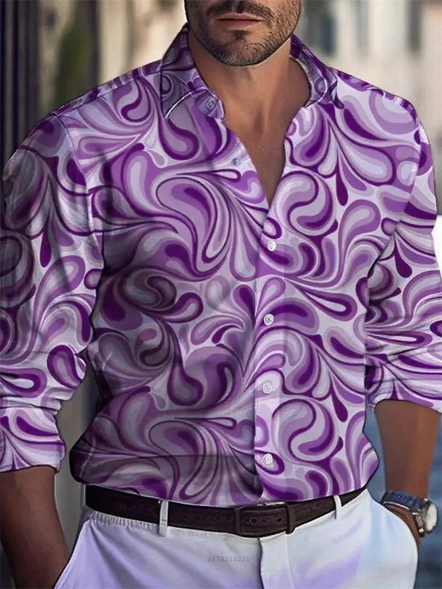 Men's shirt 3D high-definition tropical print long-sleeved shirt, Hawaiian shirt, spring and autumn casual party top XS-6XL size