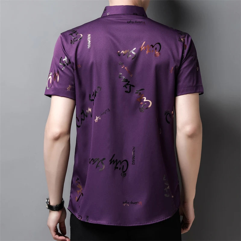 Men's Business Casual Short Sleeve Shirt New No Iron Wrinkle Resistant Top Easy Care Comfortable Fit for Office And Work