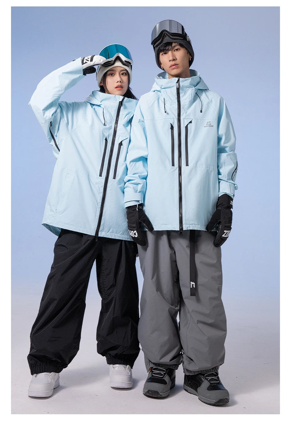 COPOZZ Thicken 3L Ski Jacket Men Women Windproof Waterproof Winter Ski Coat Ski Wear Solid Color Hooded Warm Snowboard Ski Suit
