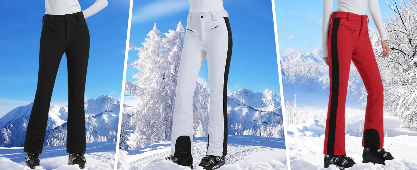 2025 GSOU SNOW Female Ski Pants Snow Slim Waterproof Insulated Windproof Winter Women Snowboard Pants Outdoor Sports Hiking Warm