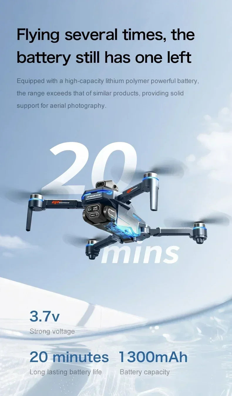 Drone 4K HD GT8 Camera Obstacle Avoidance Aerial Photography Brushless Drone with Screen Foldable RC Drone Quadcopter RTF