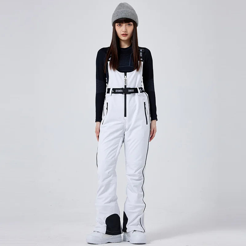 MUTUSNOW Winter Breathable Women's Ski Strap Pants Windproof Waterproof Snowboarding Trousers Outdoor Female Slim Ski Pants