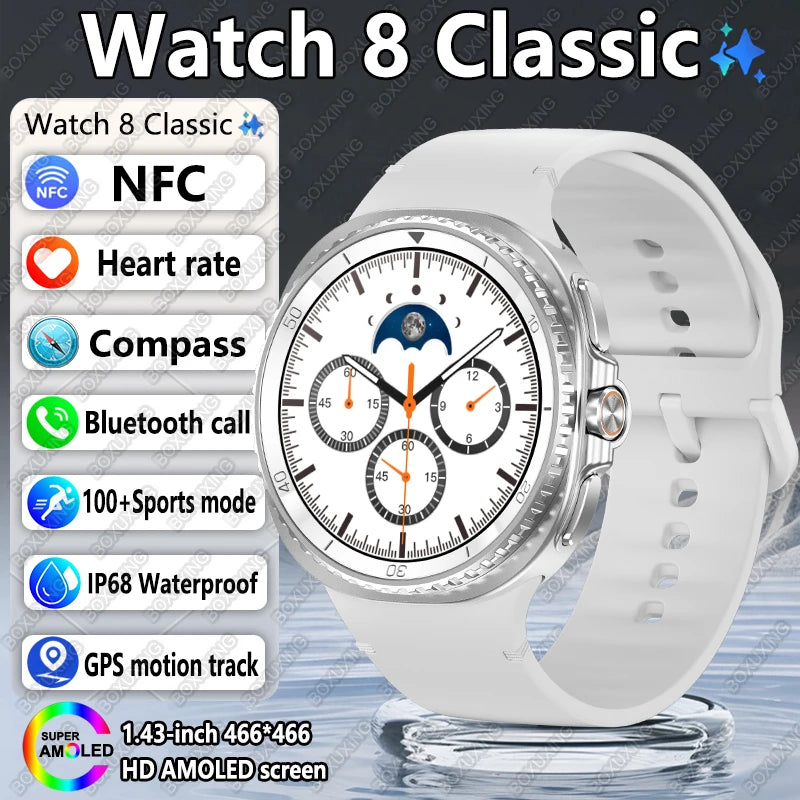 2025 New For Galaxy Watch 8 Classic Smart Watch Men  GPS NFC Bluetooth call 47mm AMOLED Fitness Sport Tracker Health Smart Watch