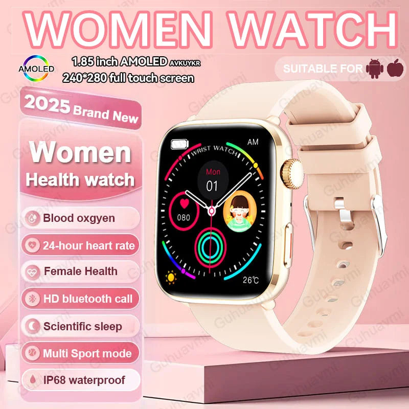 2025 New Women Men AI Smart Diagnosis Watch HRV+PPG Blood Pressure Heart Rate Health Monitor IP68 NFC Fashion Sports Smartwatchs