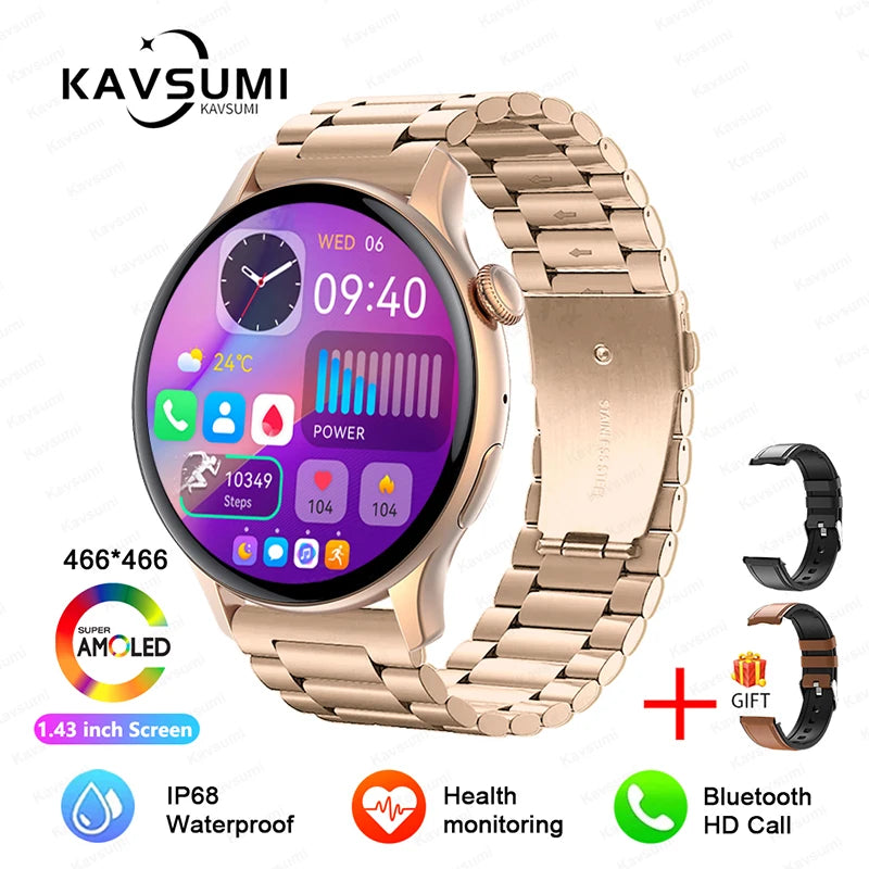 2025 NFC Smart Watch Amoled HD GPS Track Sports Heart Rate Bluetooth Call Waterproof Ladies Women Smartwatch For Women's Gift