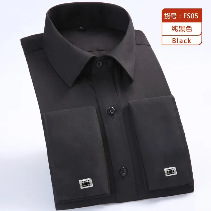 S~6XL satin plus size long sleeve shirt business casual dress shirt non-ironing wrinkle-resistant men's wholesale, men's shirts