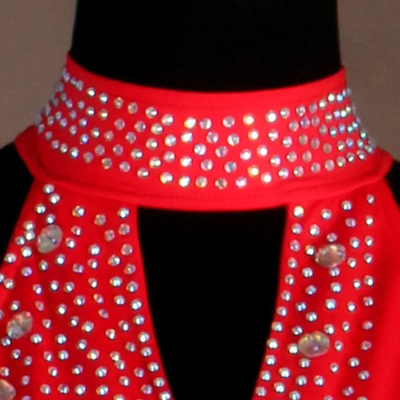 Shiny Black Red Sexy Latin Dance Dress Women High-end Custom Rumba Salsa Performance Skirt Female Dance Dresses