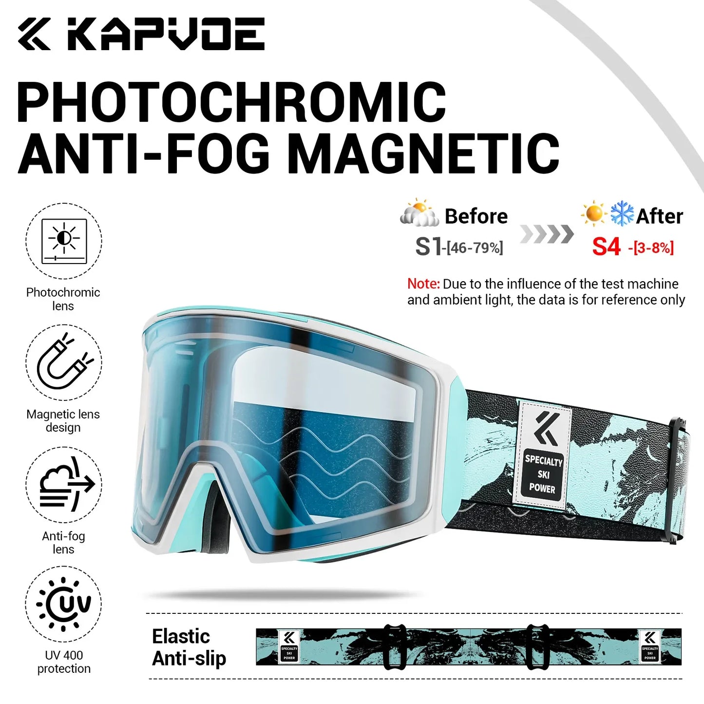 Kapvoe Winter Photochromic Ski Goggle Snow Anti-Fog Sunglasses Snowboard Mask for Men Women Eyewear UV400 Glasses Snowmobile