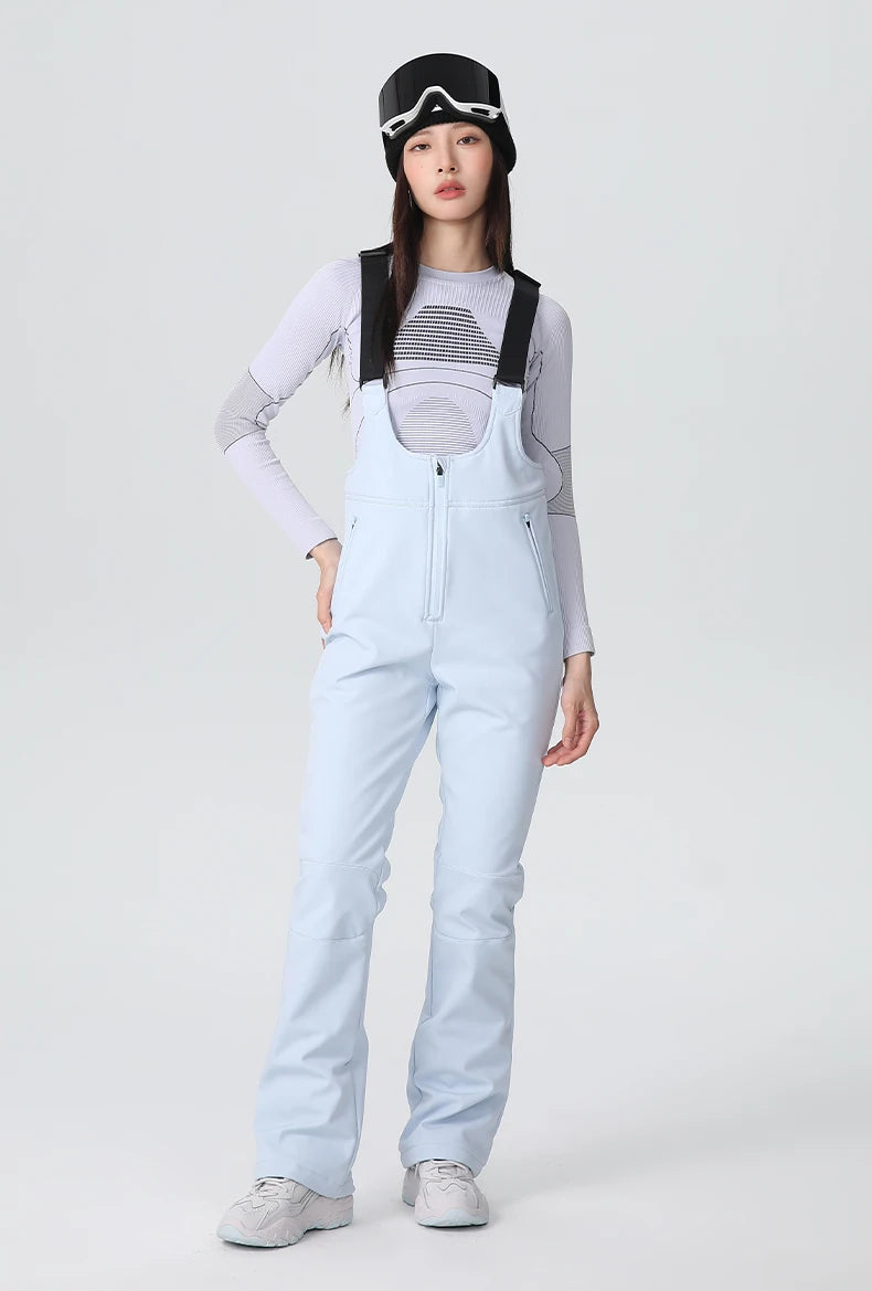 new women slim strap ski pants women's waterproof four-way stretch fleece winter ski pants snow ski pants women