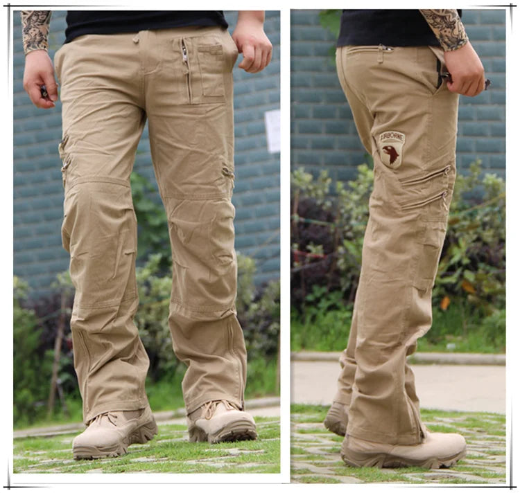 Men's Cargo Pants Outdoors Style Tactical Pants Male Camo Jogger Plus Size Cotton Many Pocket Men Camouflage Black Trousers