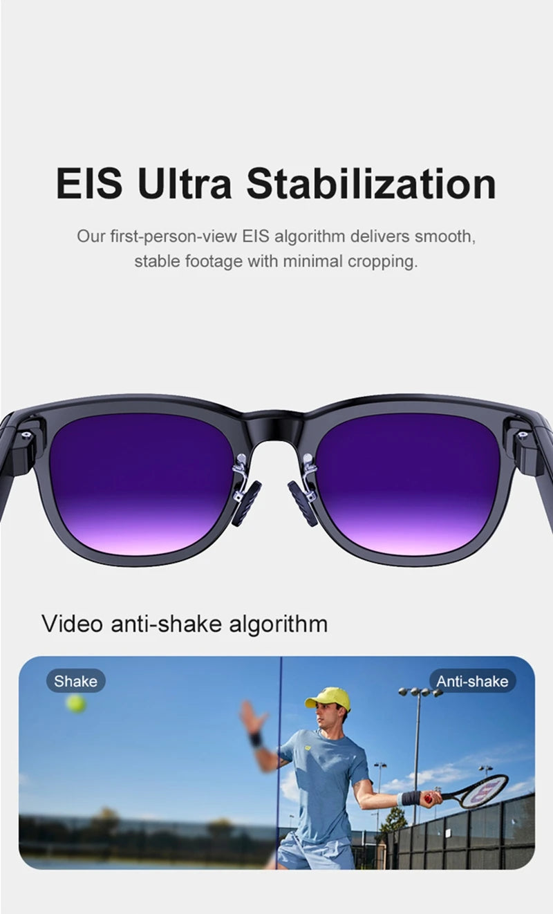 Lenovo 8K AI Smart Glasses With 100MP Camera Chat GPT Touch Sport Sunglasses Bluetooth Call Video Music Player For Men Women