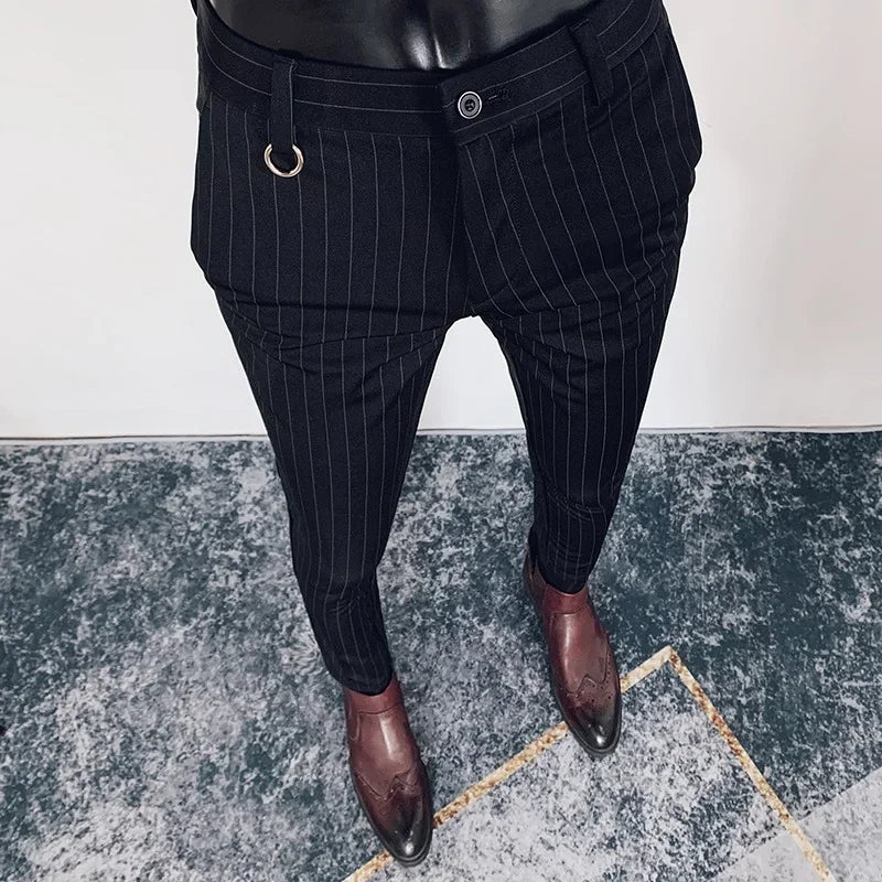 Spring 2025 Mens Casual Slim Fit Dress Pants Streetwear Suit Pants Men High Quality Office Pants All Match ankle Length Trousers