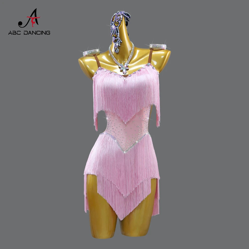 2026 New Latin Performance Dance Dress Women Sexy Outdoor Ballroom Party Fringe Skirt Sport Practice Wear Blue Prom Evening Suit