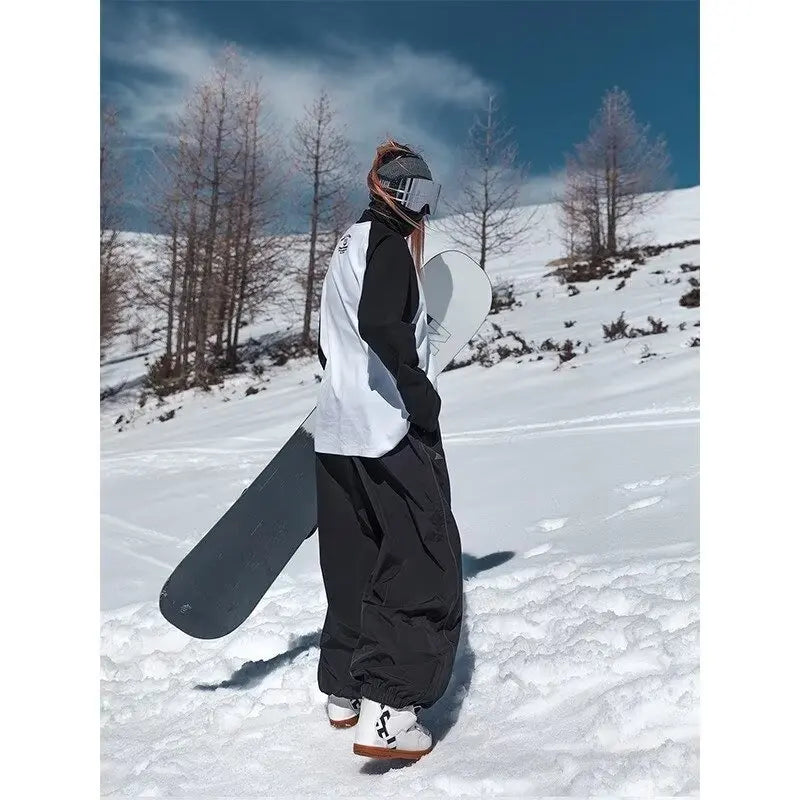 Ski Pants Men's Women's Single Board Waterproof Loose Fit Wear Resistant Professional Double Board Ski Pants