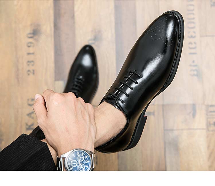 New Red Sole Brogue Shoes Men Black Business Mens Formal Shoes Lace-up Round Toe Spring/Autumn